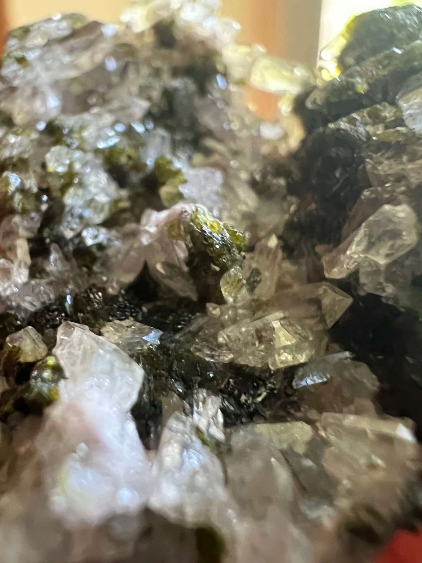 Epidote & Quartz Cluster with Hematite Inclusions
