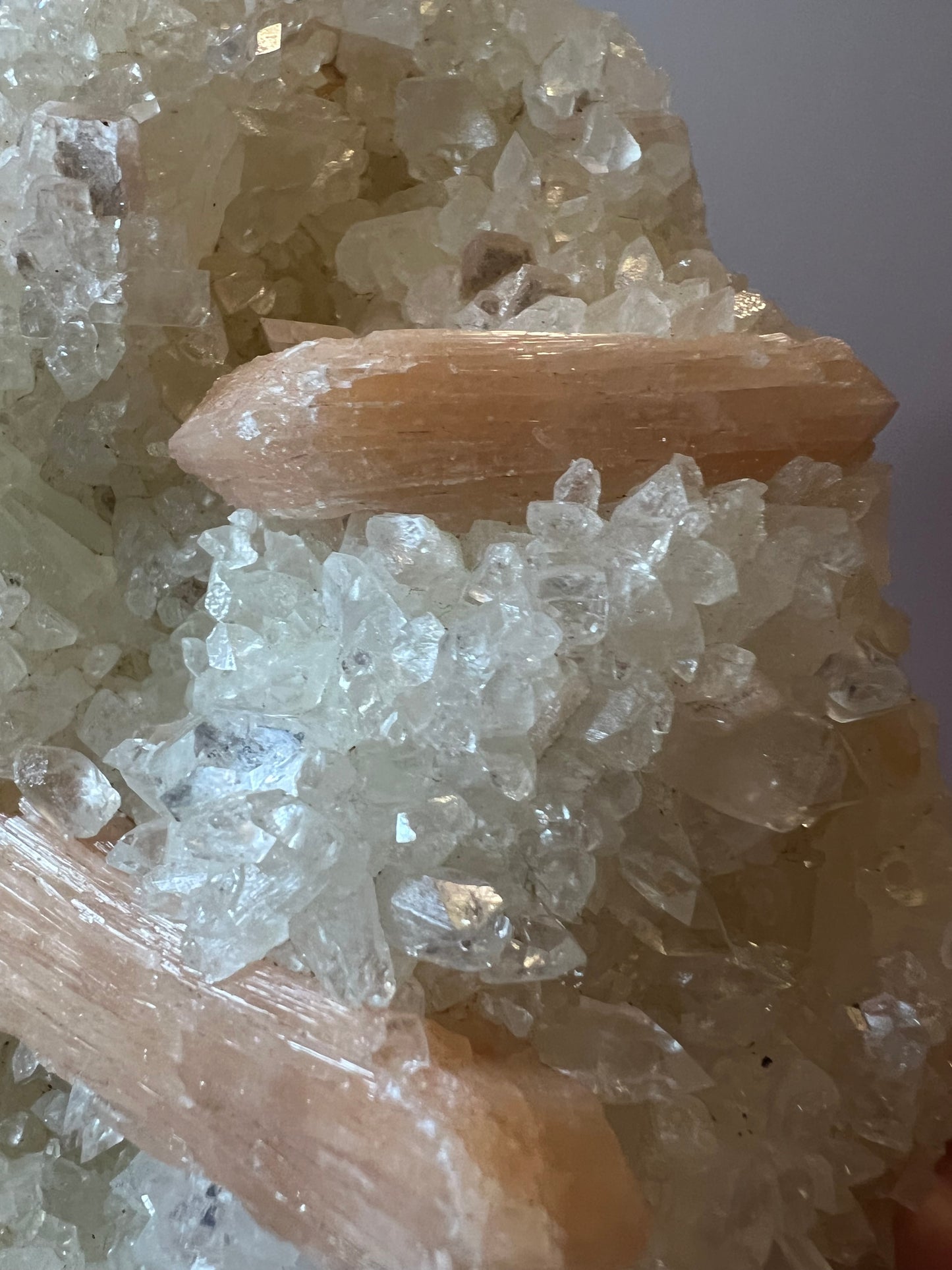 Quartz Cluster with Peach Stilbite - India