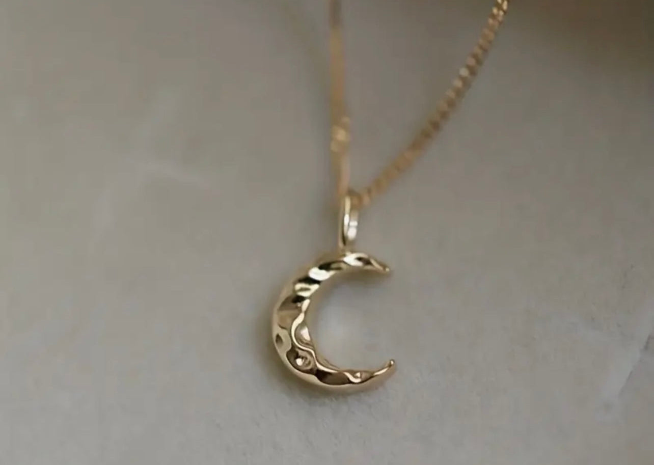14k Gold Plated Crescent Moon Necklace – S925 Sterling Silver