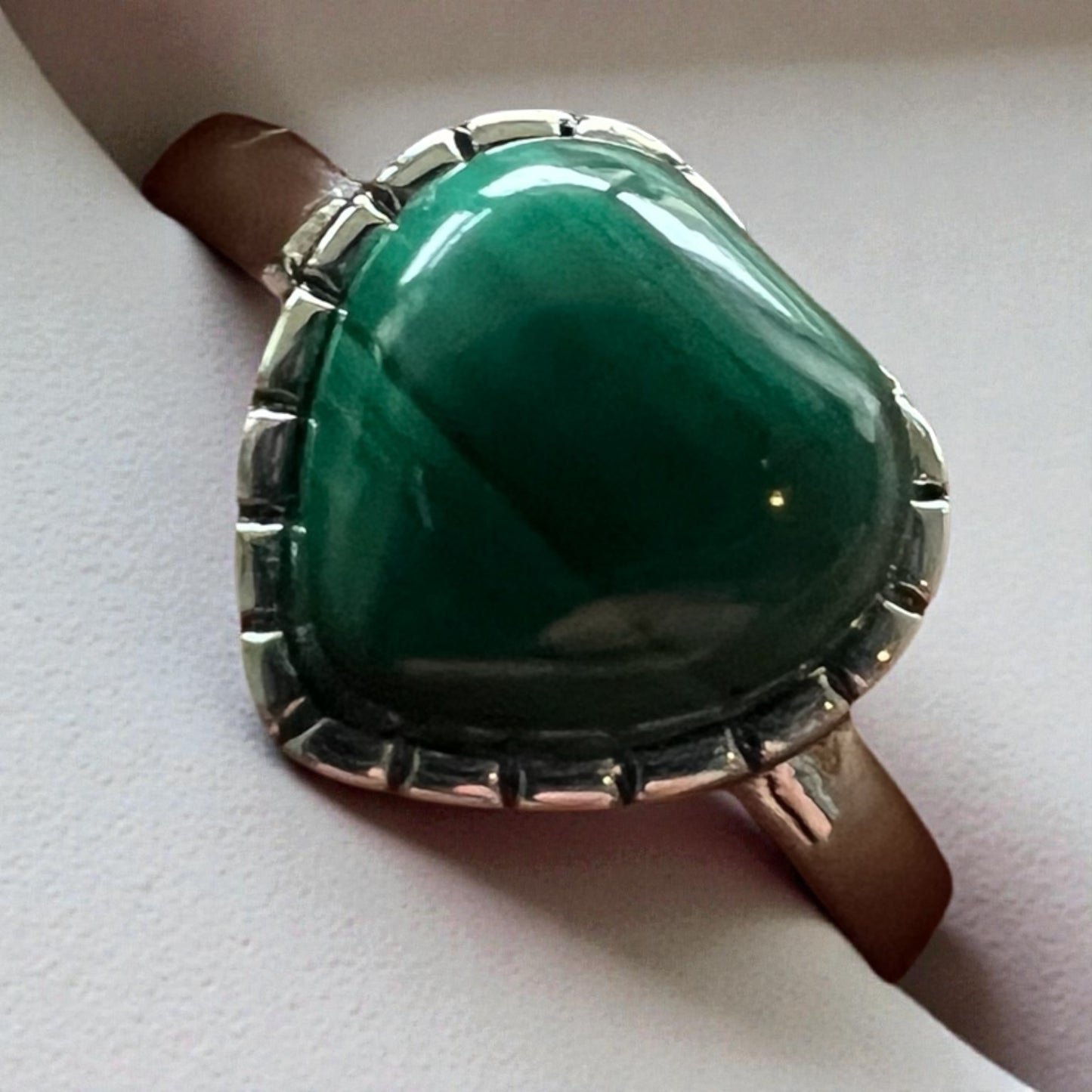 Malachite Heart Ring – S925
