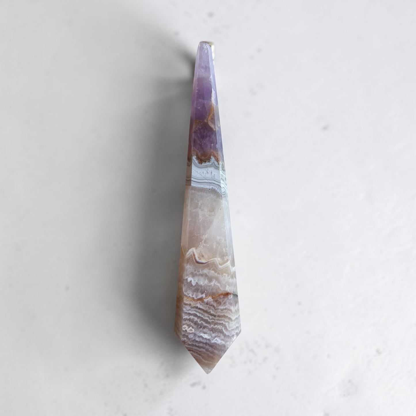 Banded Agate Double-Terminated Wand with Amethyst