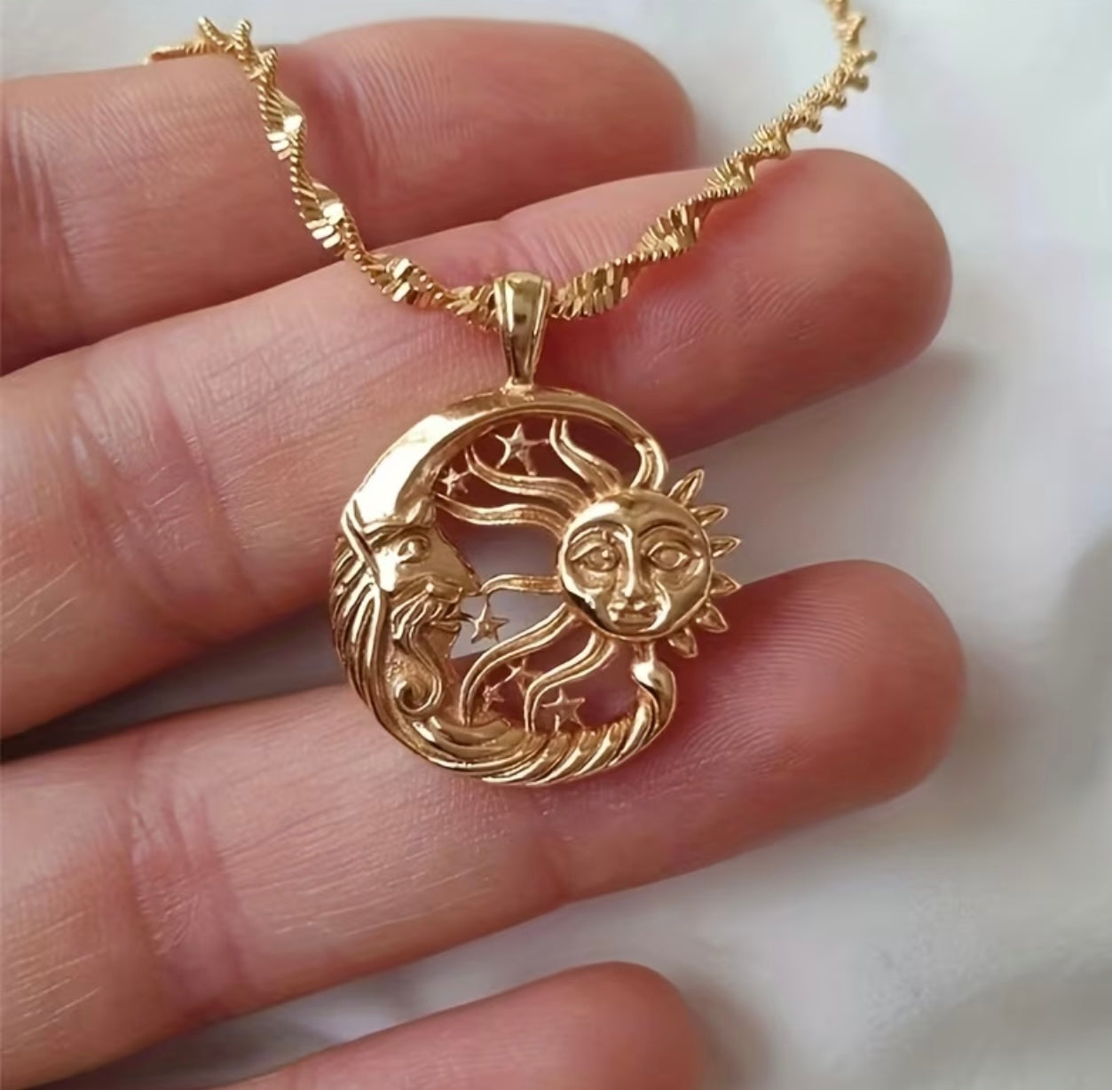 Gold Sun & Moon Pendant Necklace | Celestial Goddess