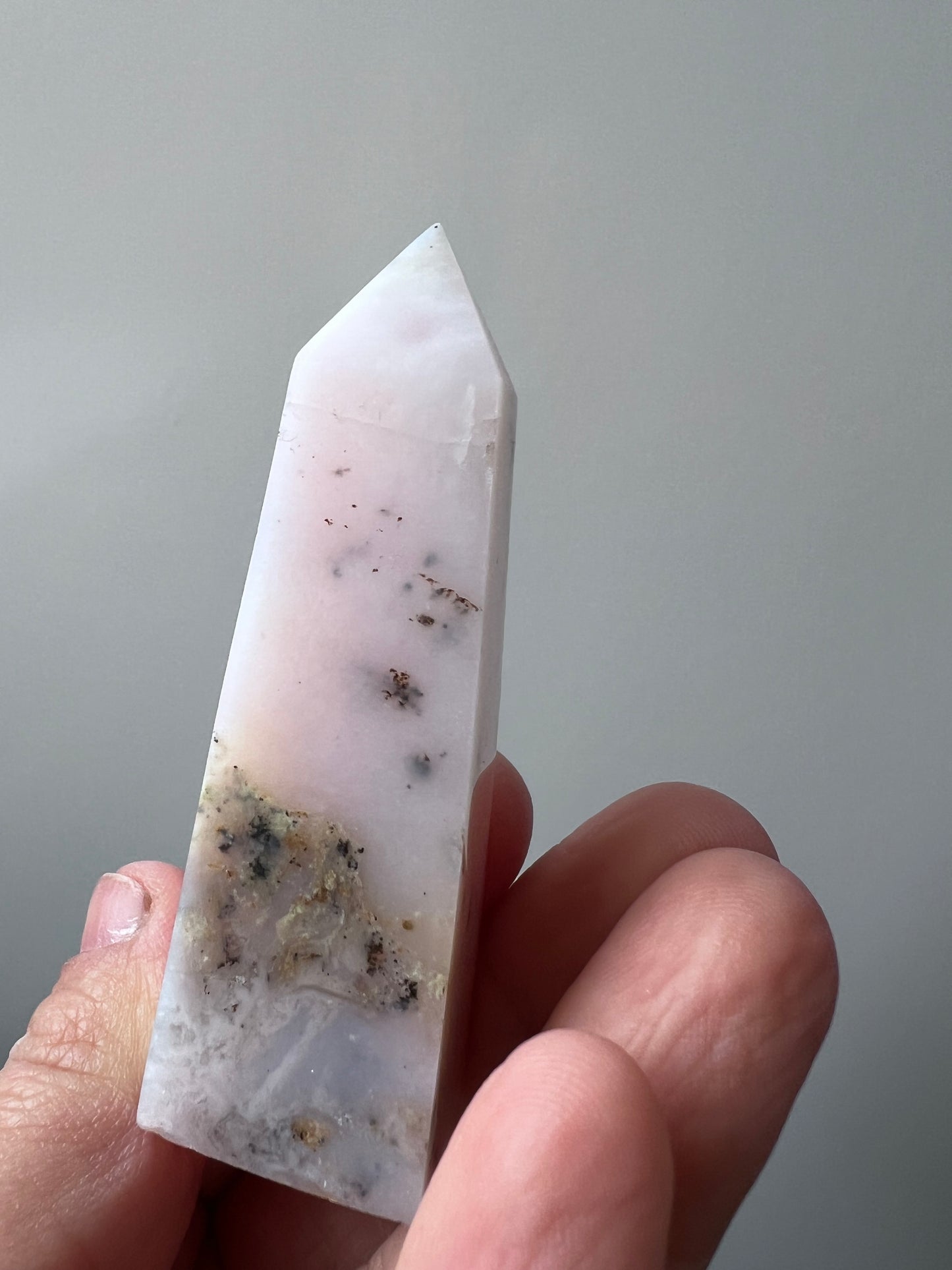 Pink Opal Tower with Dendritic Inclusions - Peru