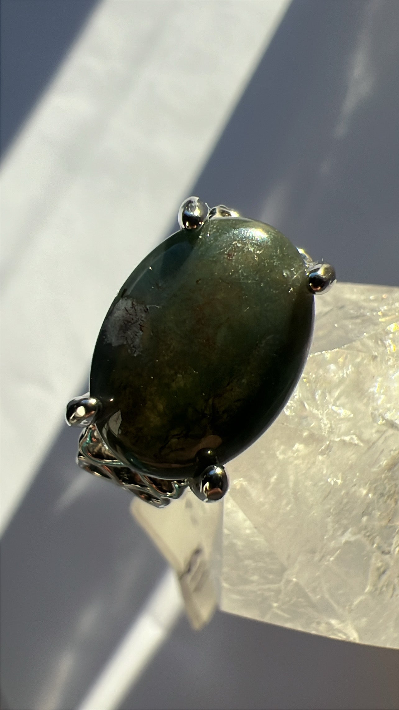 Moss Agate S925 Ring - size 8