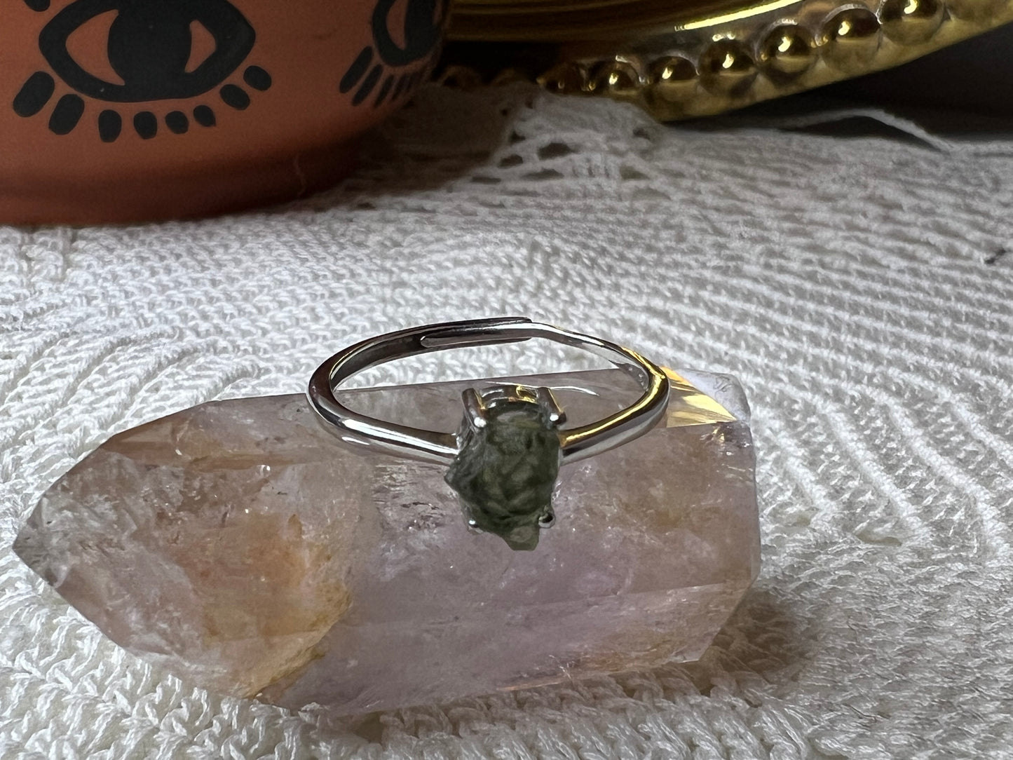 Moldavite Ring s925 sterling silver (Adjustable) - Raven + Sage