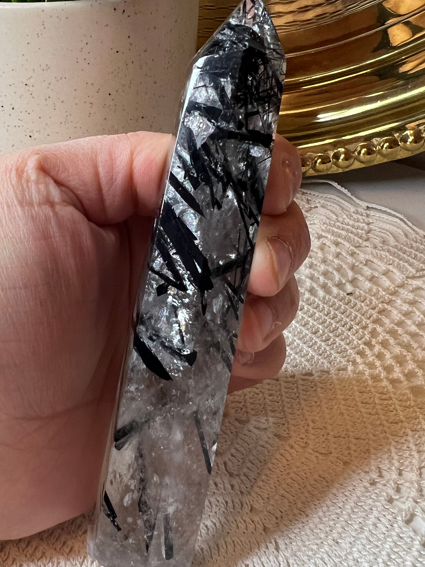 Tourmalated Quartz Tower - Raven + Sage
