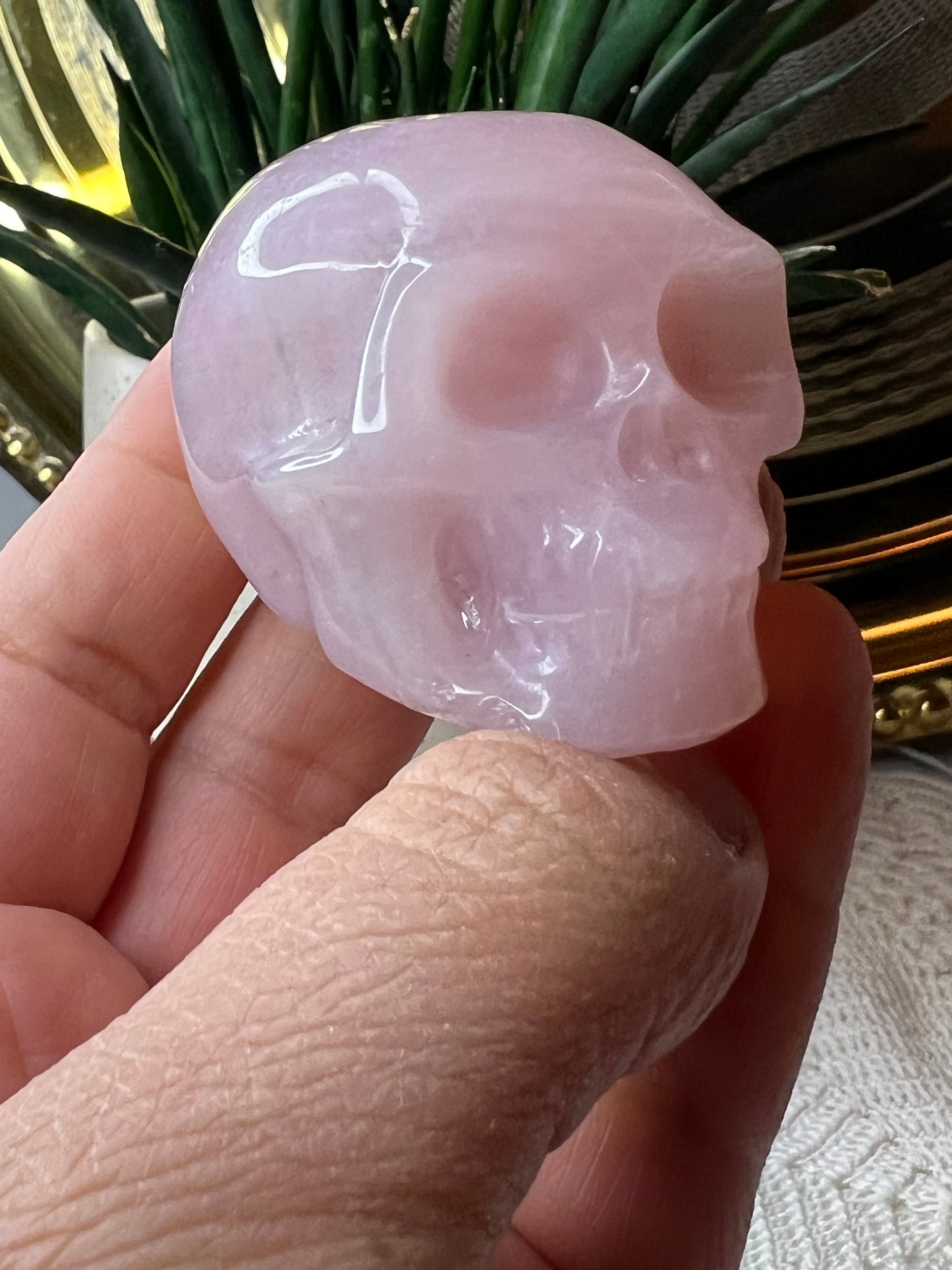 Rose Quartz Skull - Raven + Sage