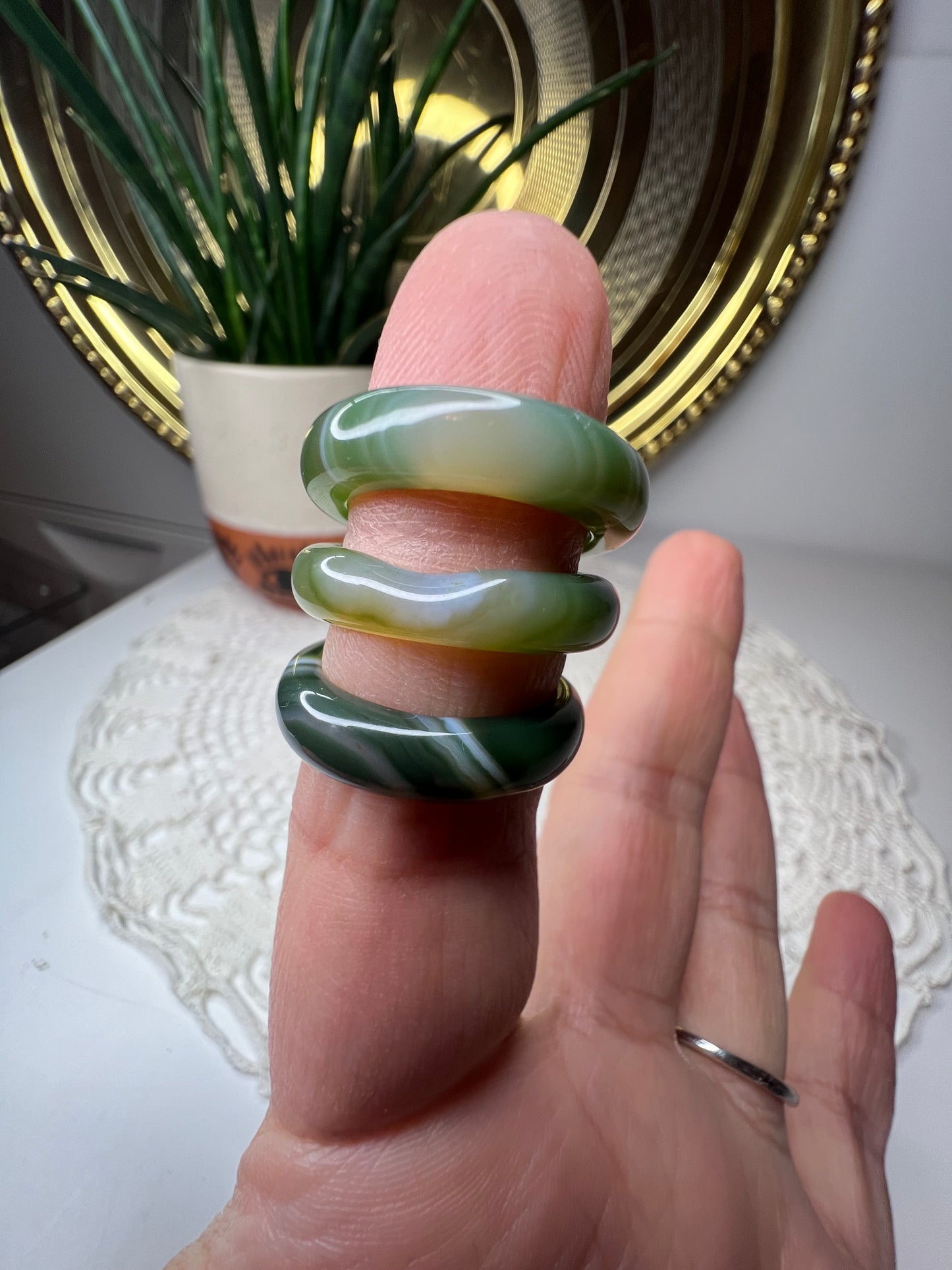 Green Agate Ring - Raven + Sage