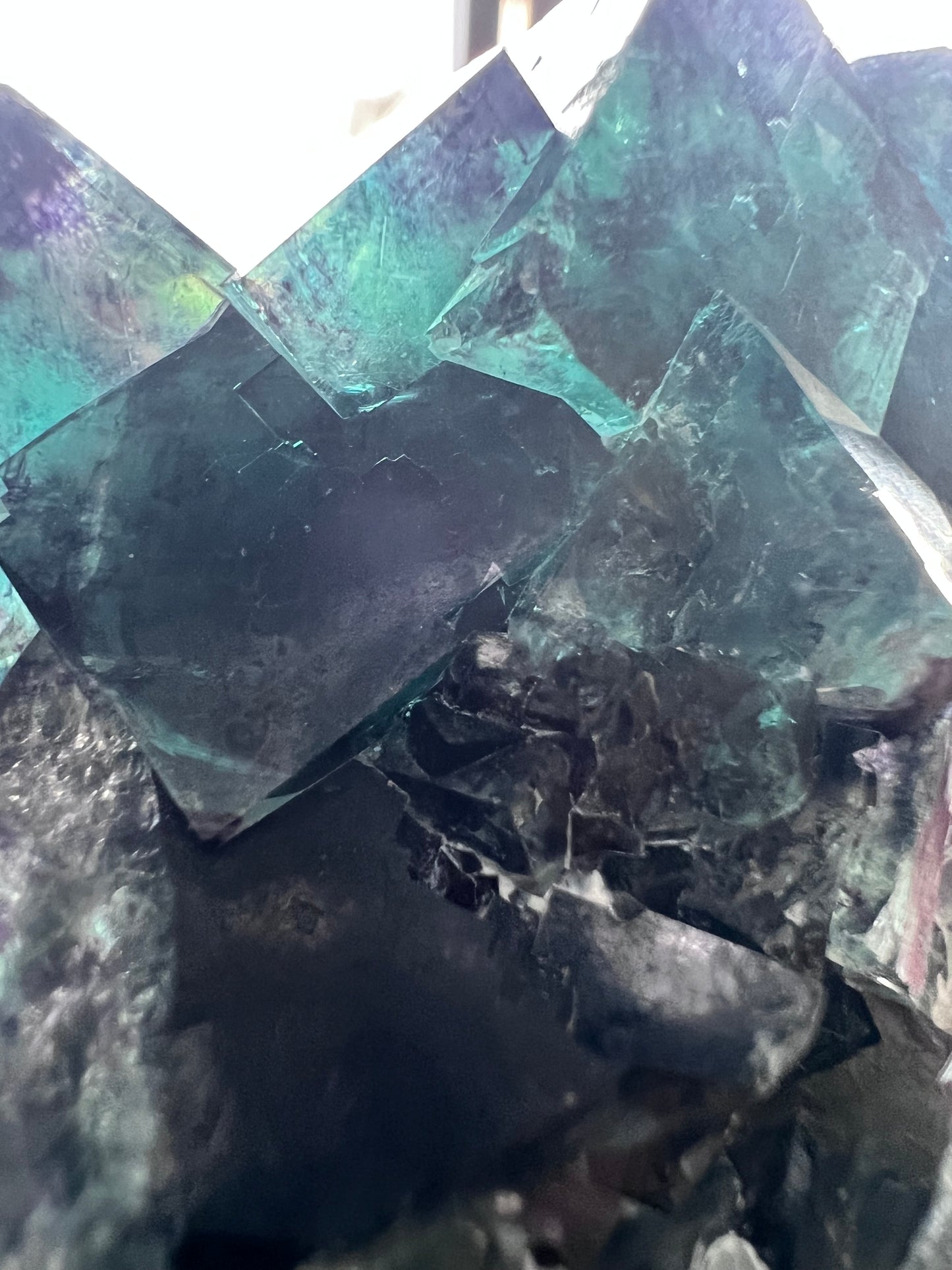 Okoruso Mine Fluorite Cluster (Namibia) – Deep Teal & Violet Cubes