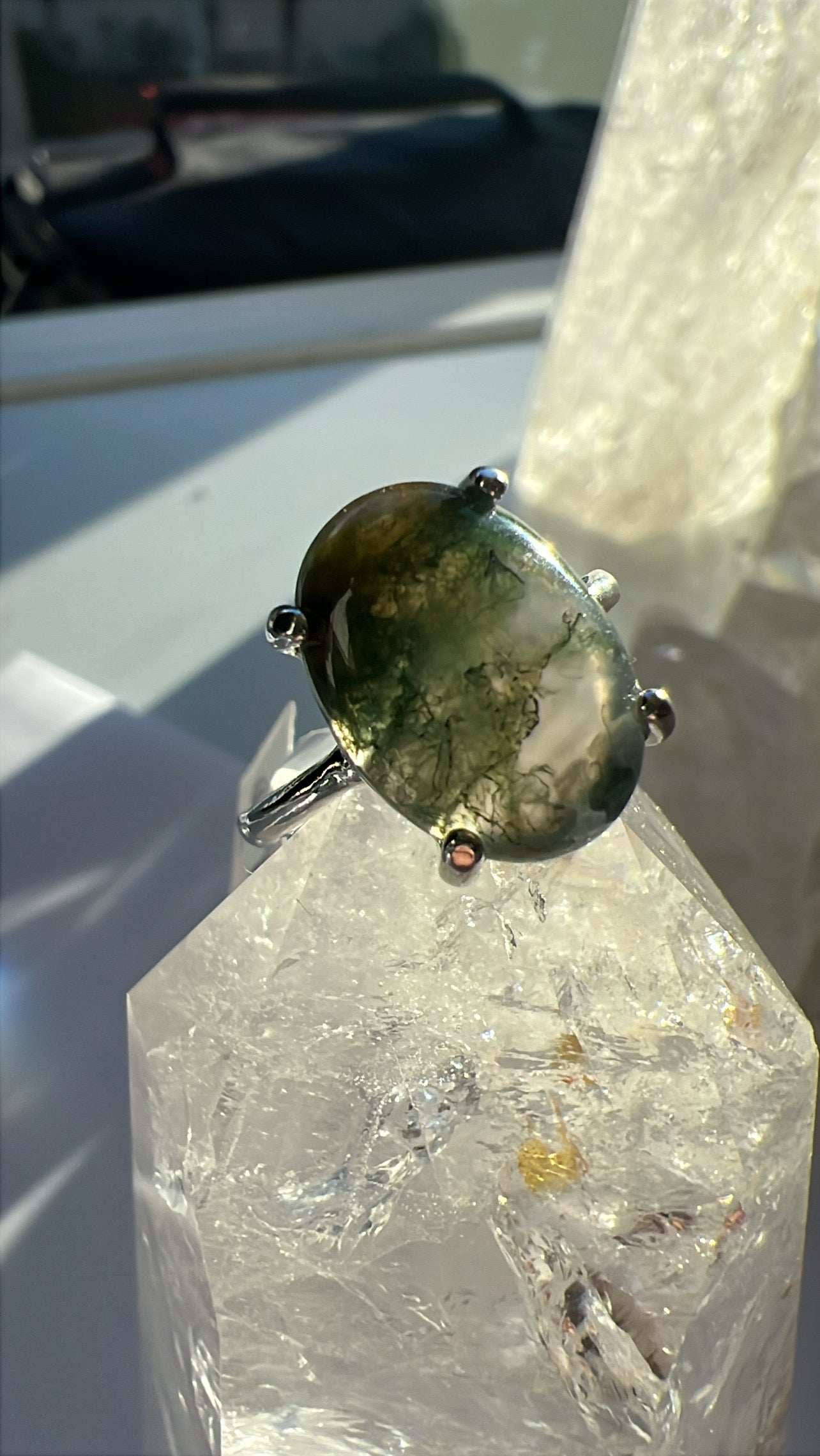 Moss Agate Ring - Size 6