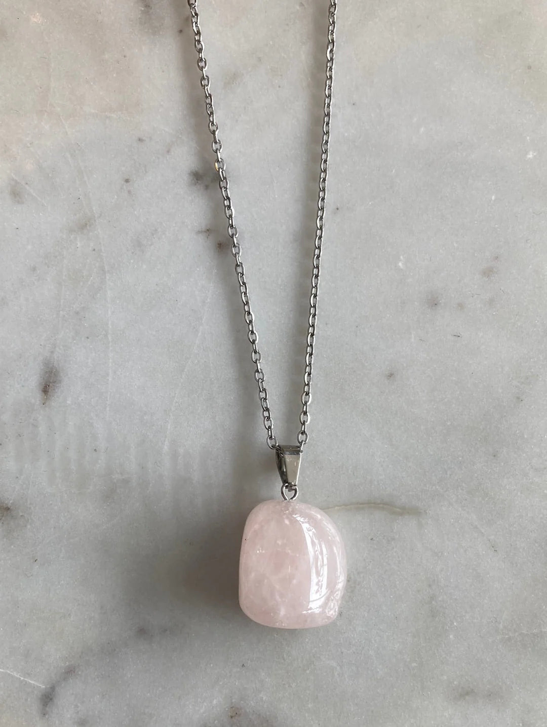 Rose Quartz Necklace on S925 Sterling Silver Chain