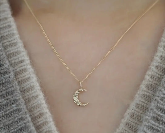 14k Gold Plated Crescent Moon Necklace – S925 Sterling Silver