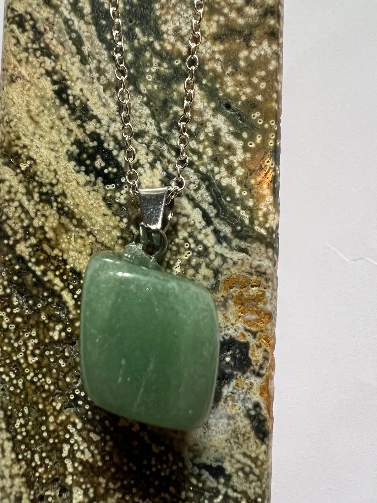 Green Aventurine Pendant on a sterling silver necklace