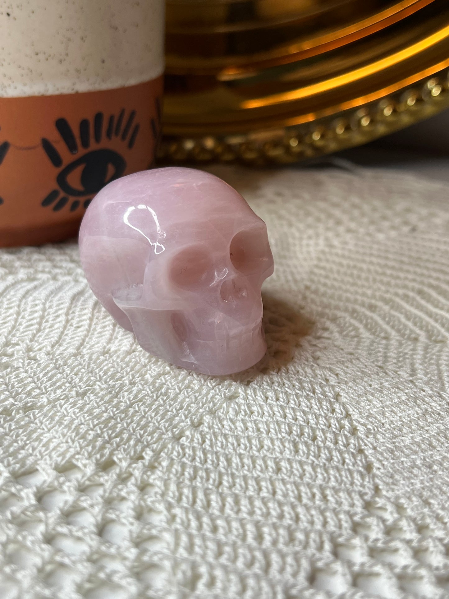 Rose Quartz Skull - Raven + Sage