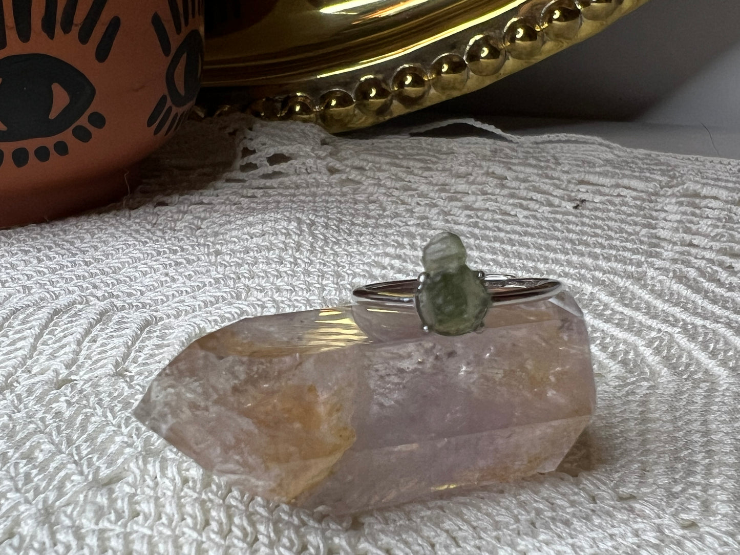 Moldavite Ring s925 sterling silver (Adjustable) - Raven + Sage