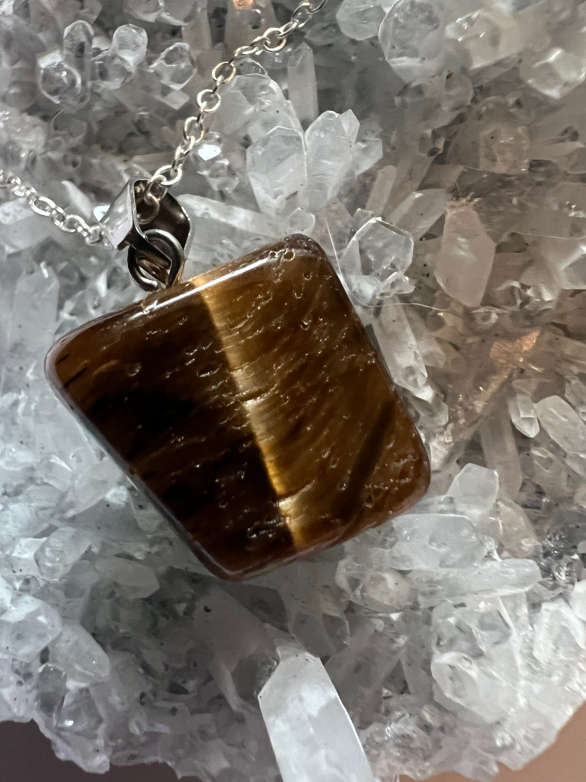 Tigers Eye Pendant on a sterling silver necklace