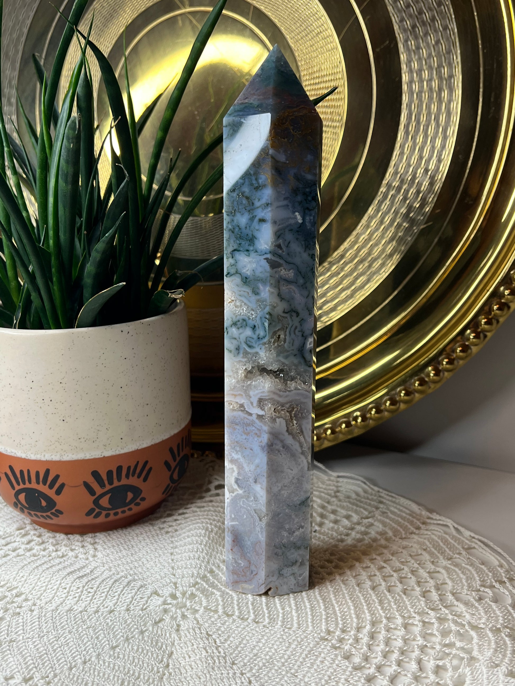 Moss Agate Tower - Raven + Sage