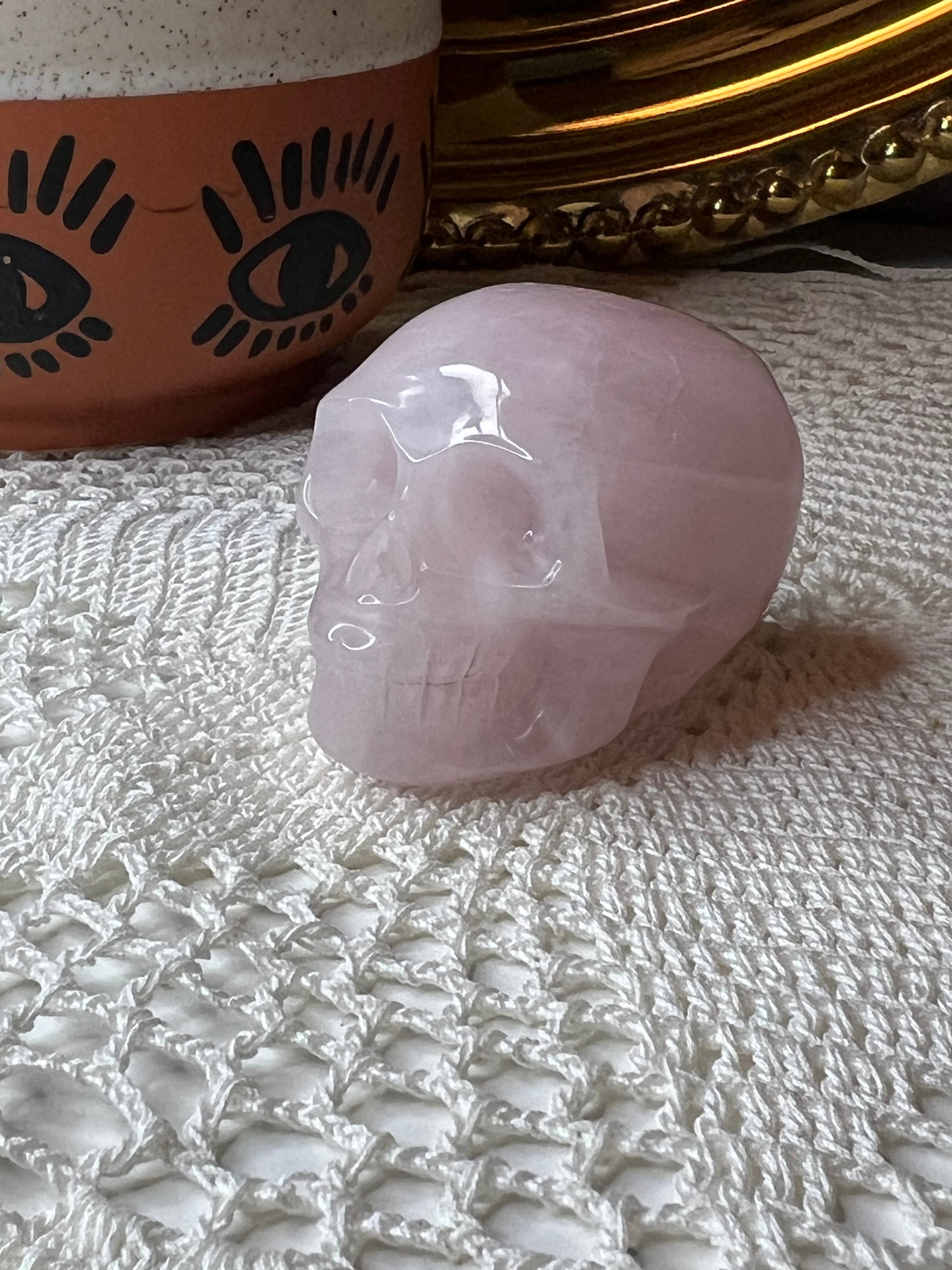 Rose Quartz Skull - Raven + Sage