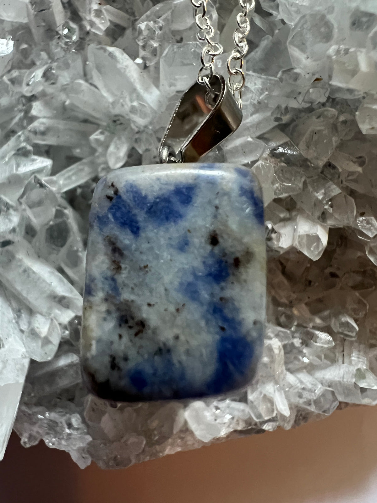 Sodalite Pendant on a sterling Silver Necklace