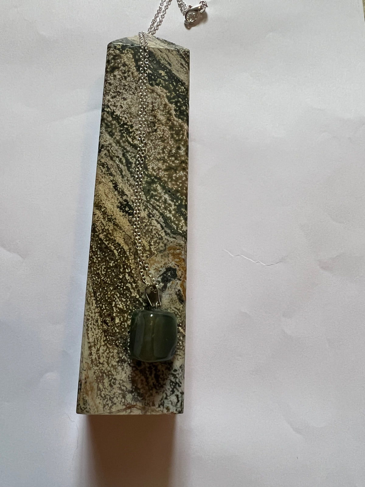 Moss Agate pendant on sterling silver necklace