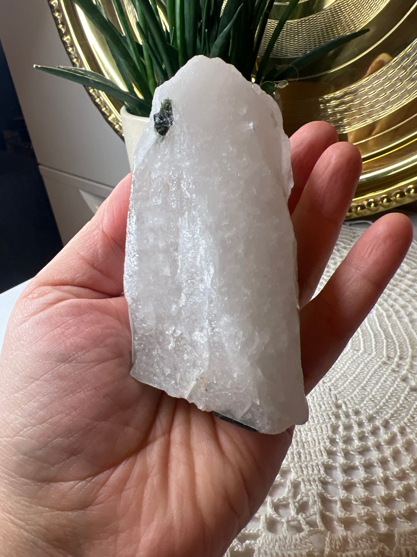 Blue/Green Tourmaline in Quartz Specimen - Raven + Sage