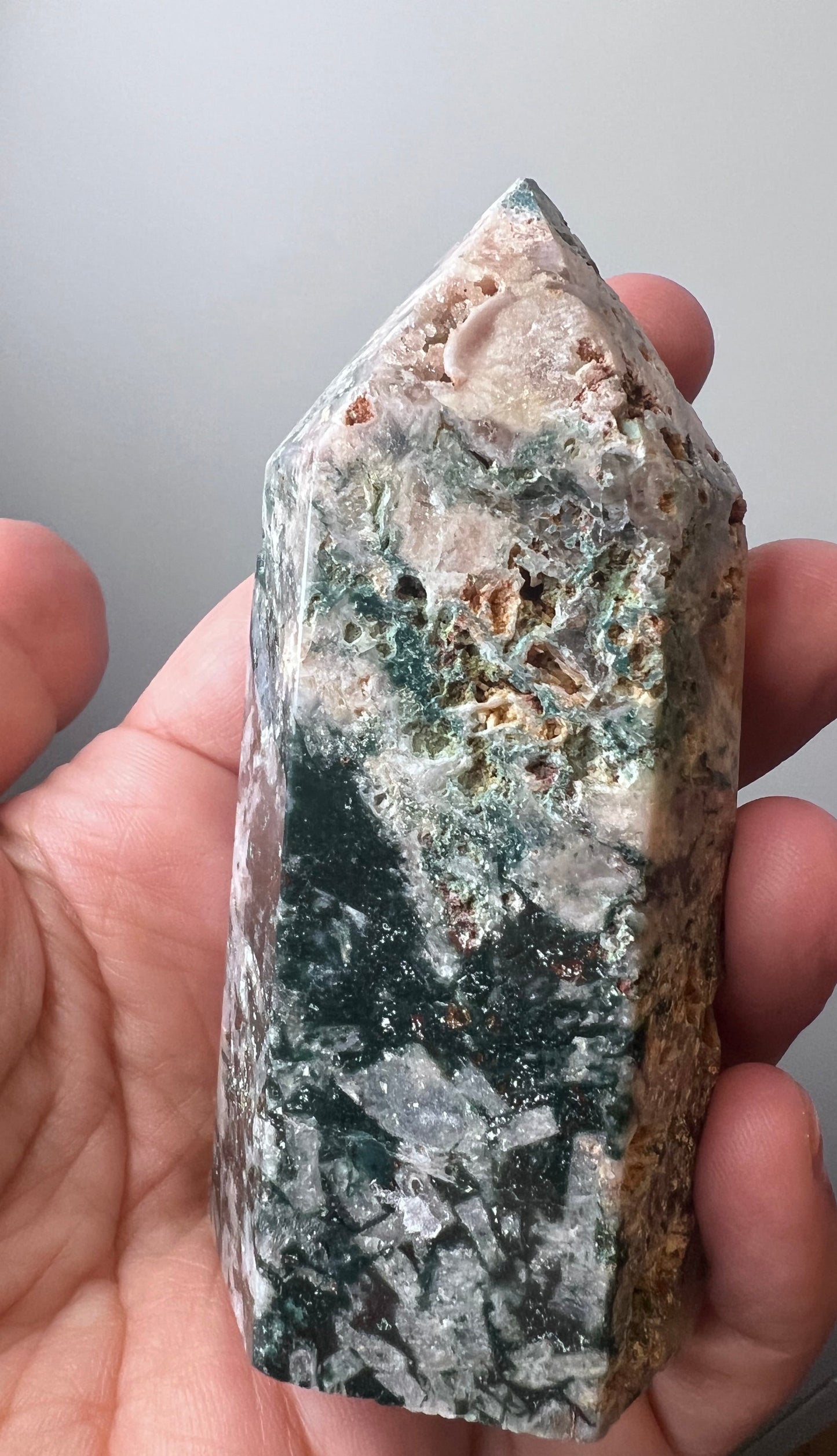 Rose Amethyst Tower with Green Mineral Inclusions - Argentina