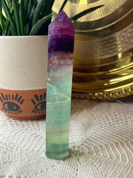 Watermelon Fluorite Tower - Raven + Sage
