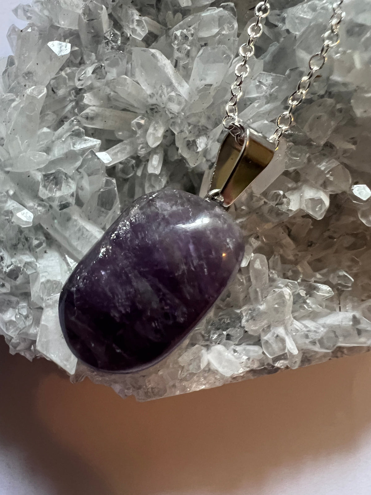 Amethyst Pendant on Sterling Silver Necklace