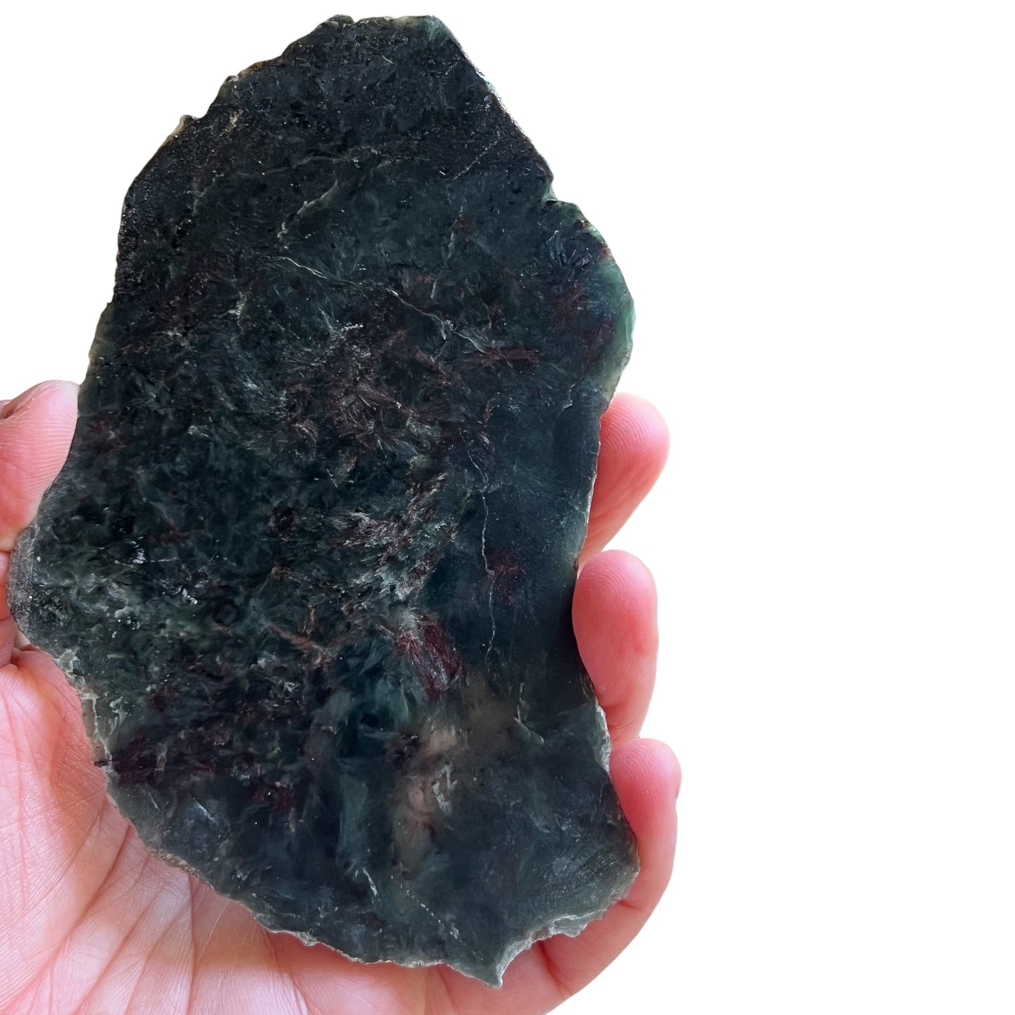 Seraphinite Slab with Red Jasper Inclusions