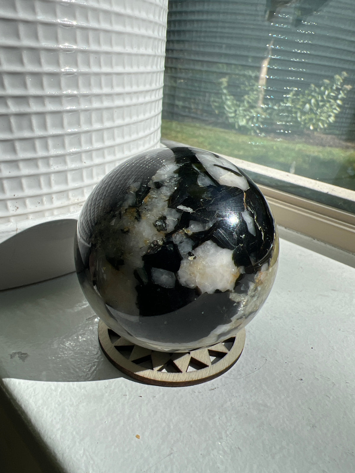 Black Tourmaline and Yellow Tourmaline Sphere