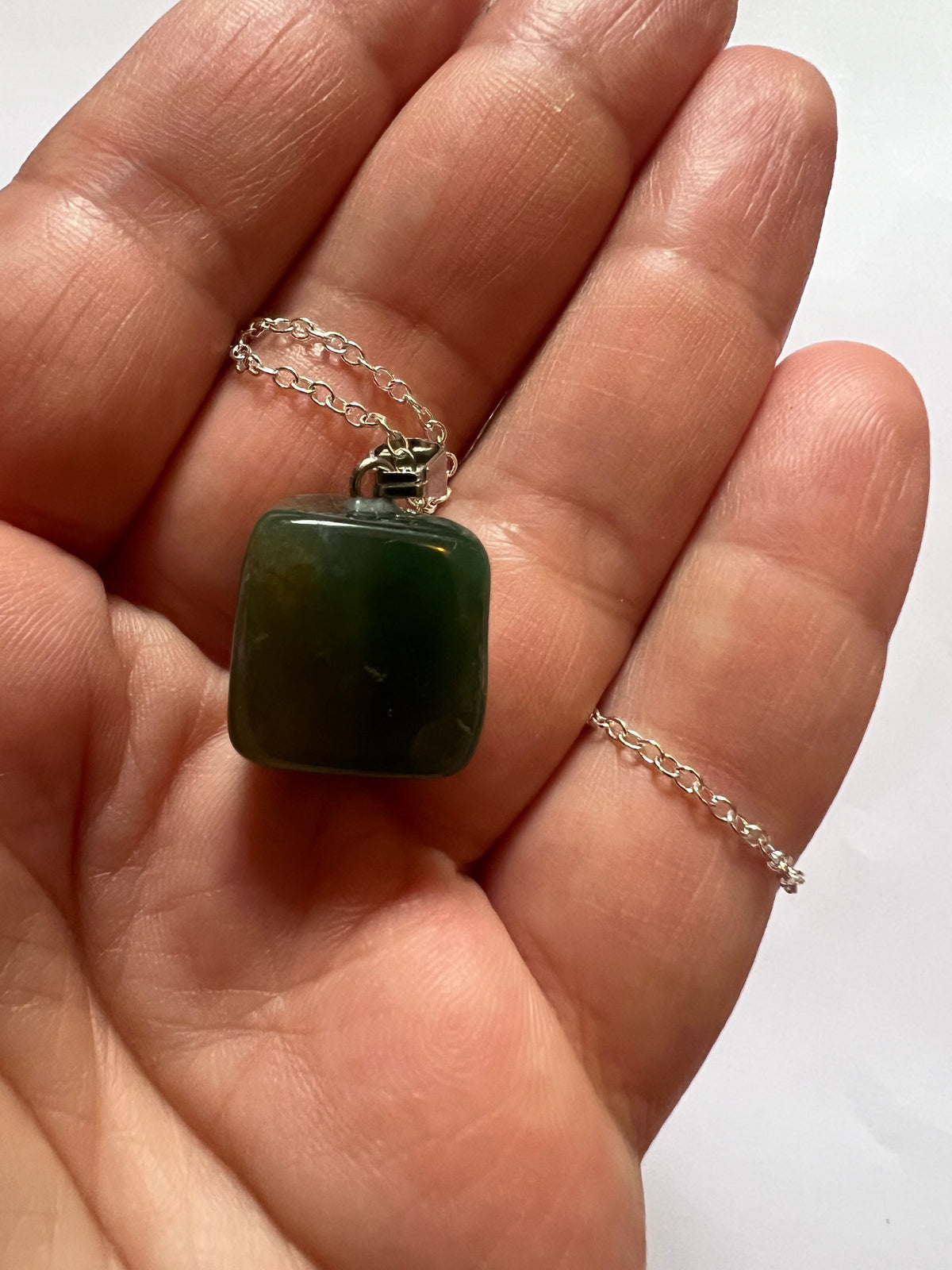 Moss Agate pendant on sterling silver necklace