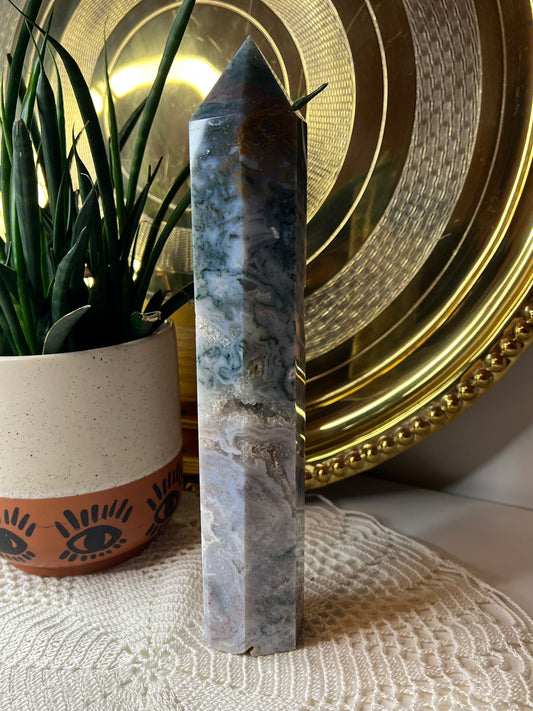 Moss Agate Tower - Raven + Sage