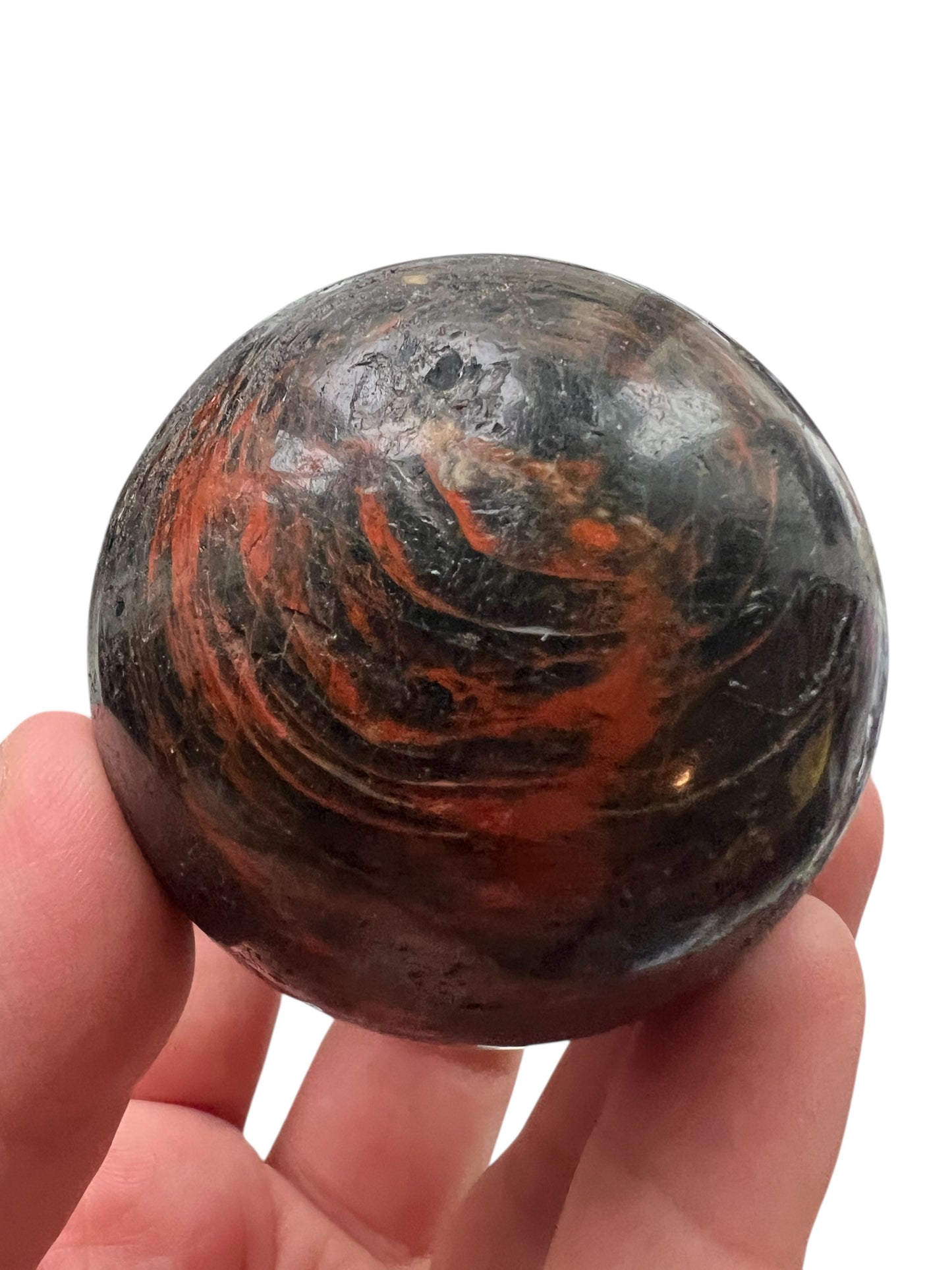 Black Tourmaline with Iron Sphere - Brazil