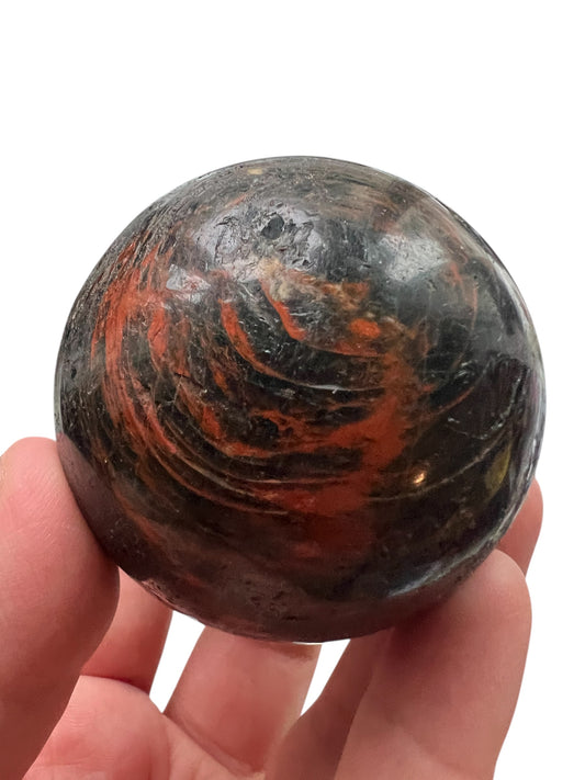 Black Tourmaline with Iron Sphere - Brazil