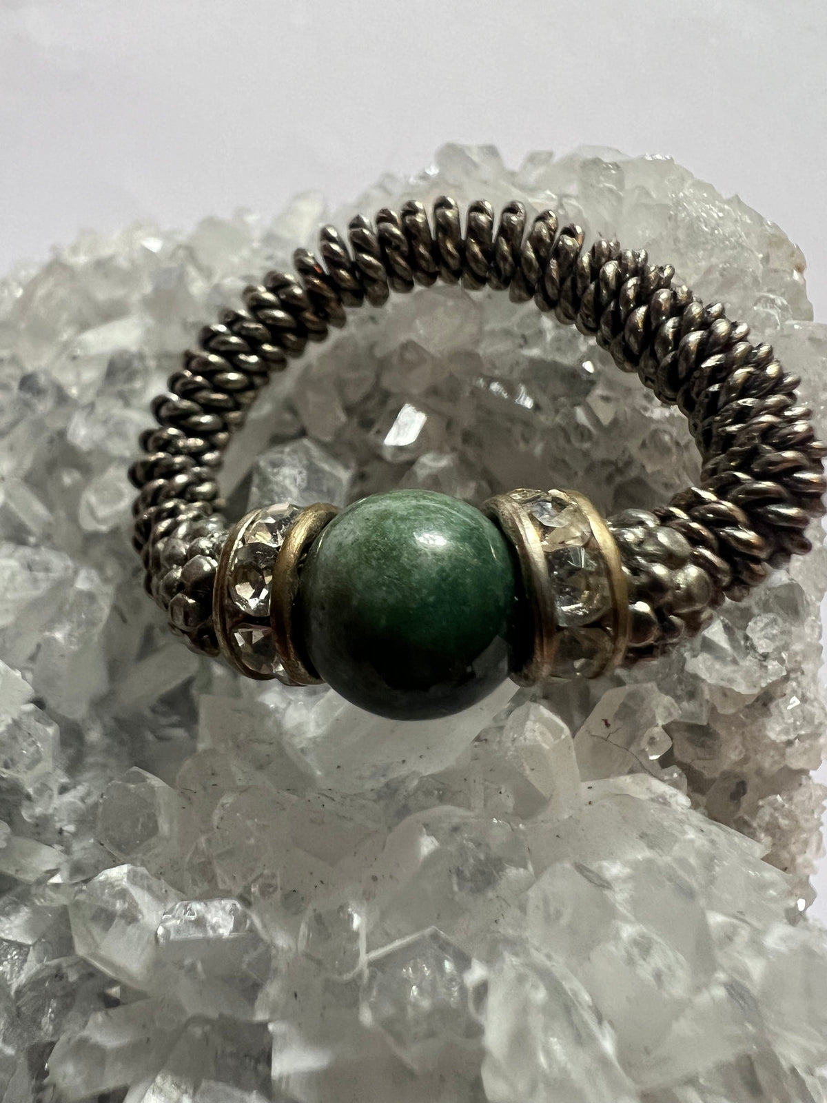 Vintage Green Jade Stretch Ring