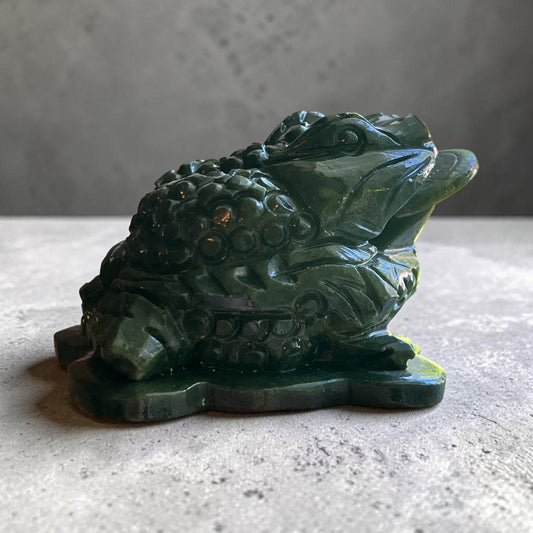 Green Jade Money Frog | Prosperity & Abundance Symbol | Feng Shui Wealth Talisman