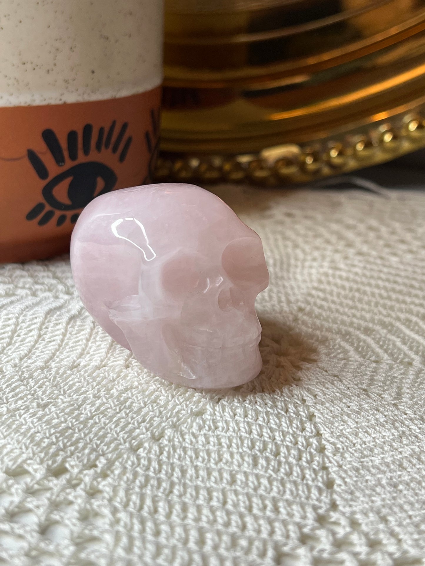Rose Quartz Skull - Raven + Sage