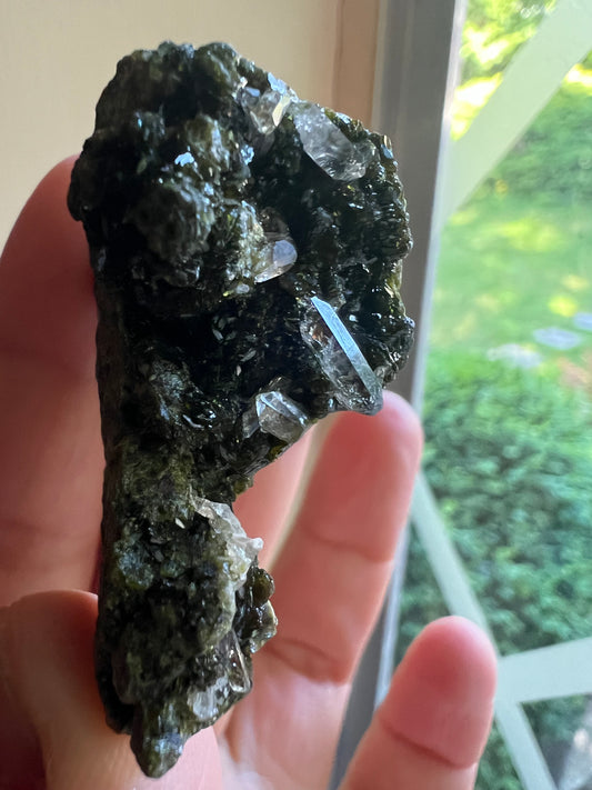Epidote & Quartz Cluster with Hematite Inclusions