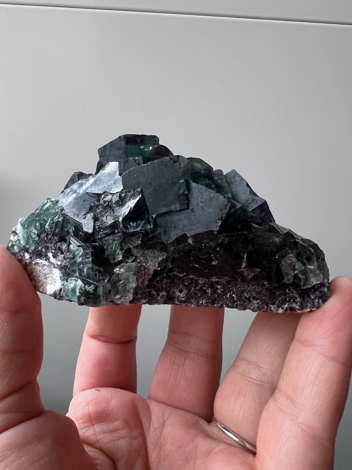 Okoruso Mine Fluorite Cluster (Namibia) – Deep Teal & Violet Cubes