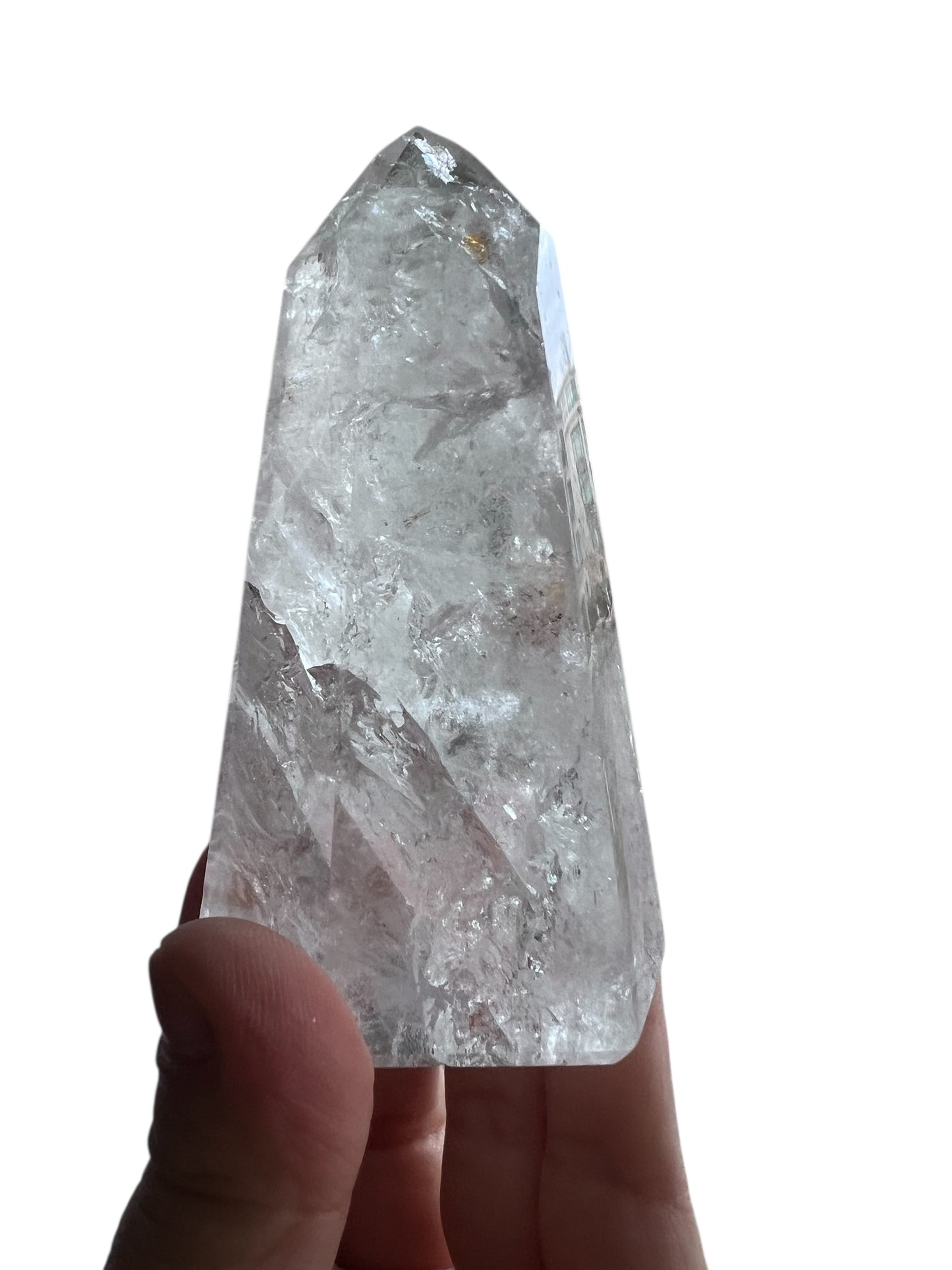 Clear Quartz Tower with Golden Healer Inclusions - Brazil