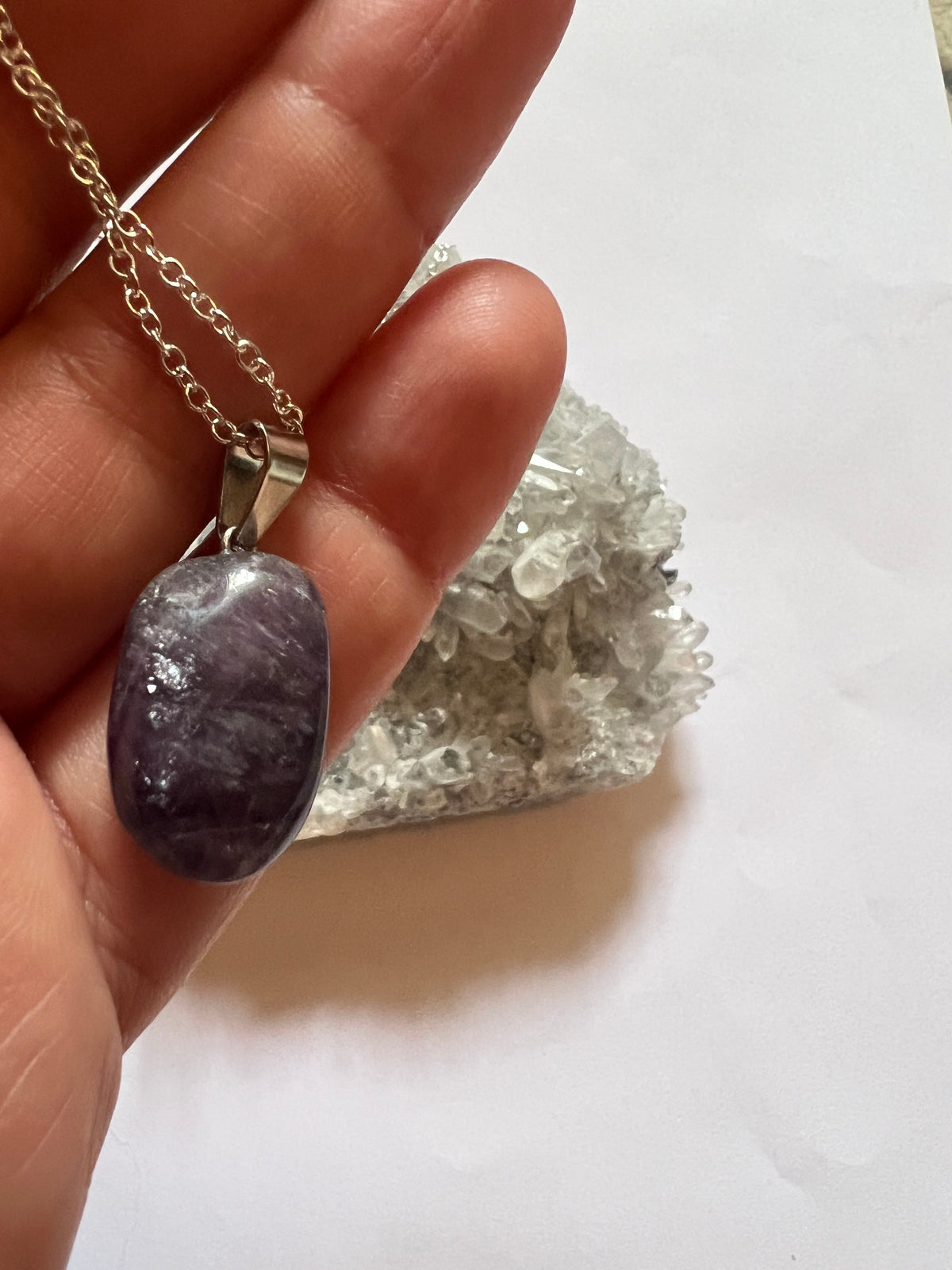 Amethyst Pendant on Sterling Silver Necklace