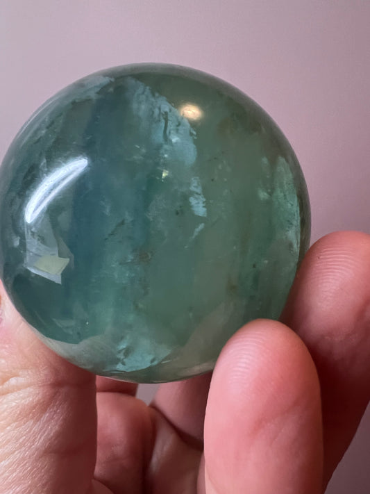 Green Fluorite with Hints of Blue Sphere - China