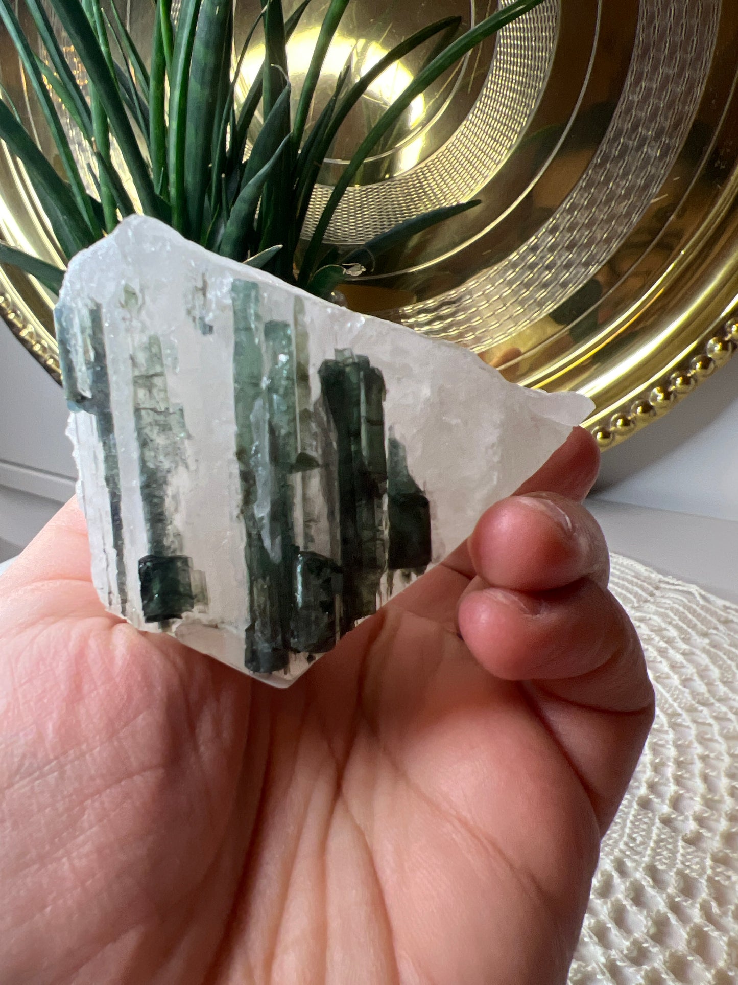 Blue/Green Tourmaline in Quartz Specimen - Raven + Sage