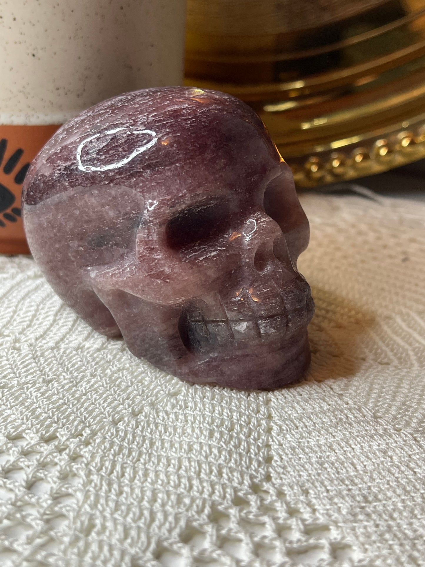 Strawberry Quartz Skull - Raven + Sage