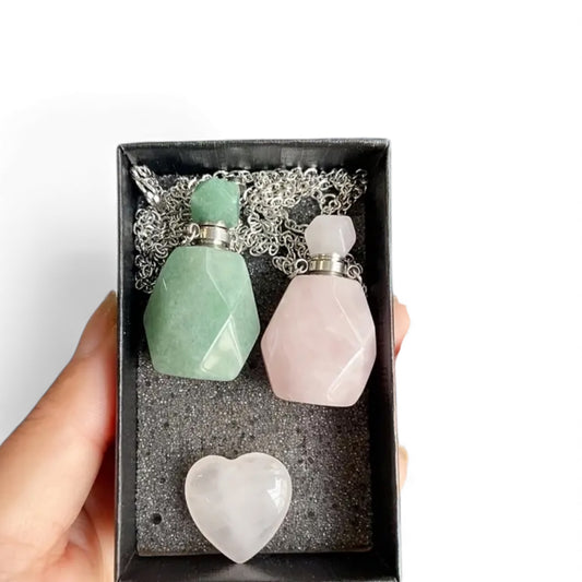 Crystal perfume bottle Necklace Gift Set A