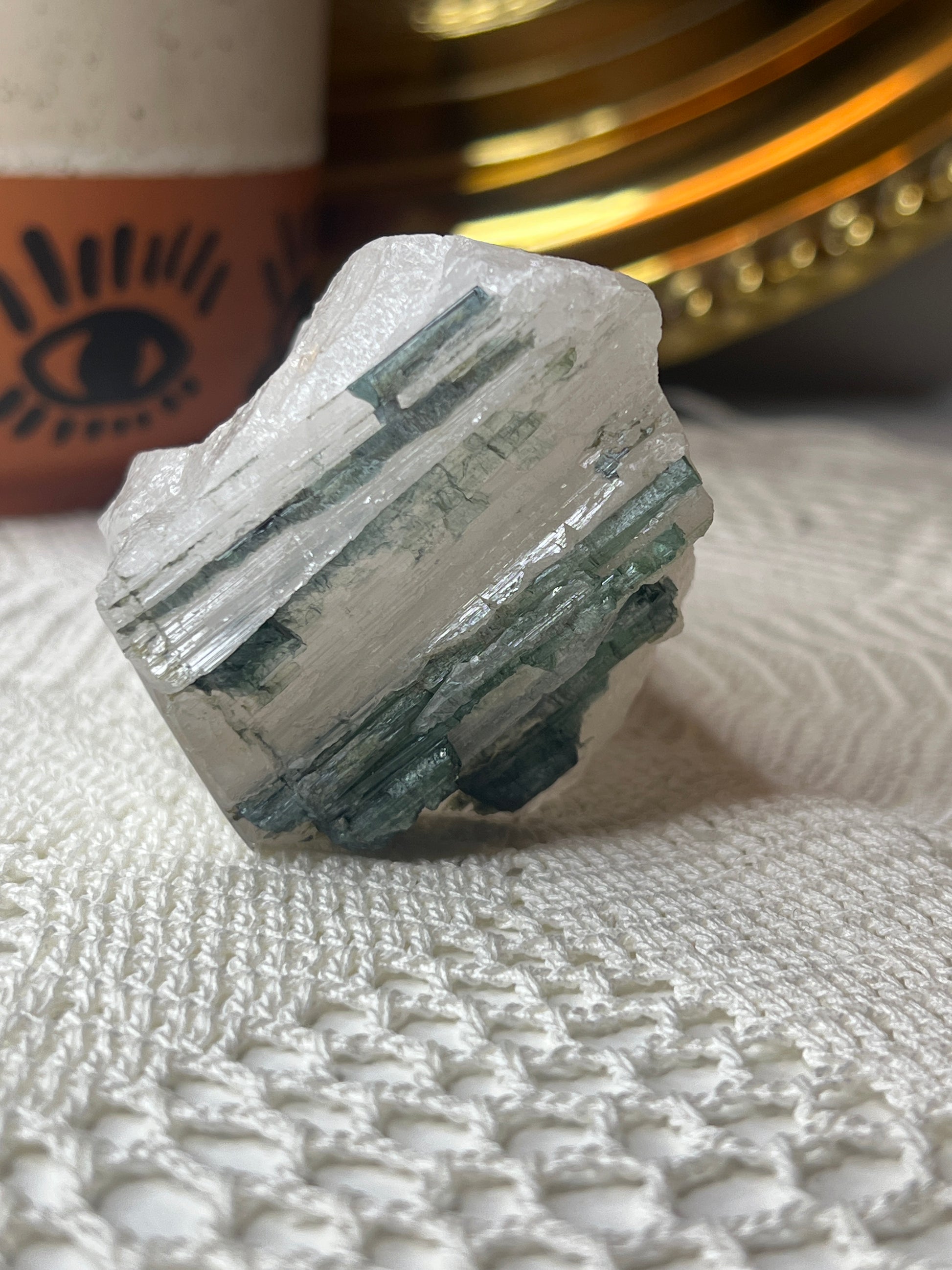 Blue/Green Tourmaline in Quartz Specimen - Raven + Sage