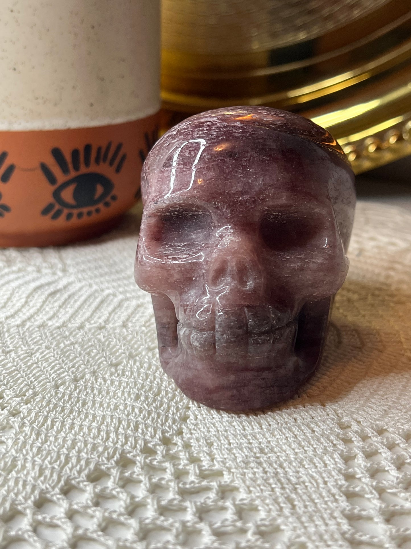 Strawberry Quartz Skull - Raven + Sage