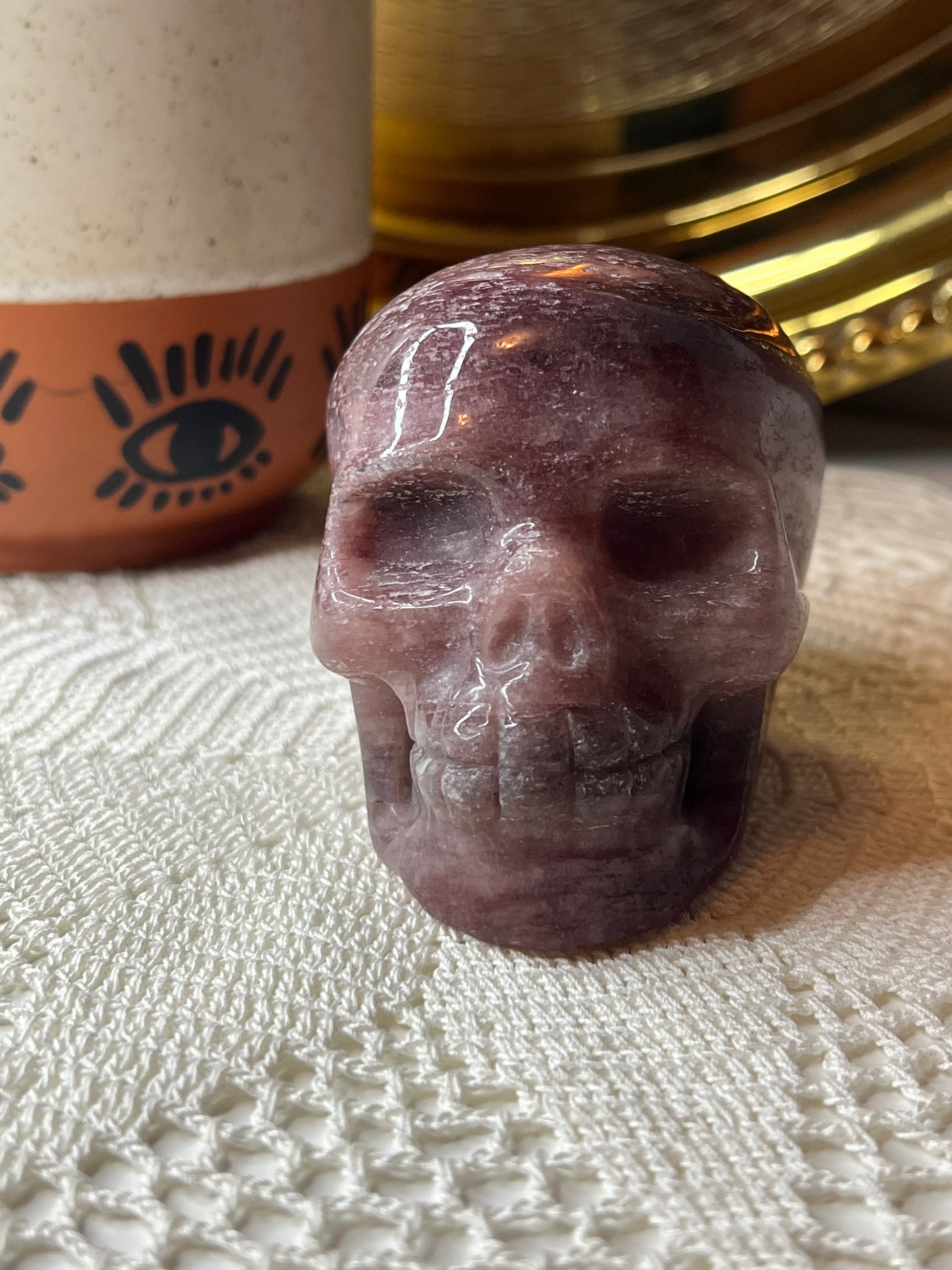 Strawberry Quartz Skull - Raven + Sage
