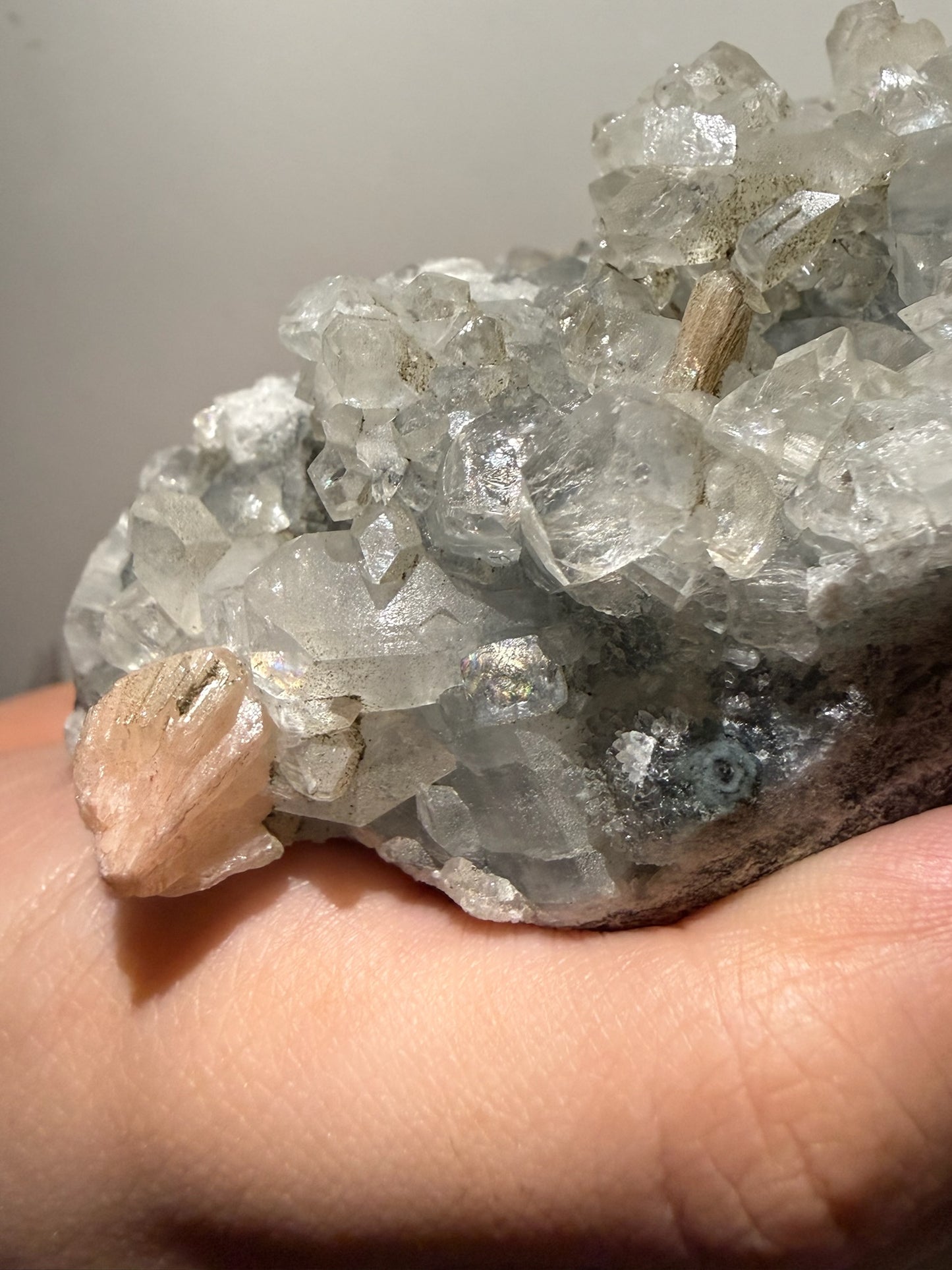 Apophyllite with Peach Stilbite Cluster - India