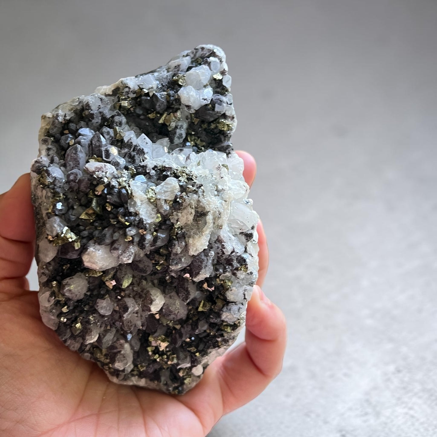 AAA Amethyst, Pyrite, Calcite & Quartz Cluster